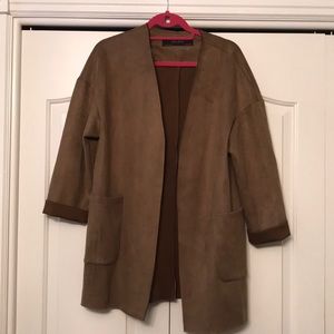Zara faux suede open duster jacket size XS